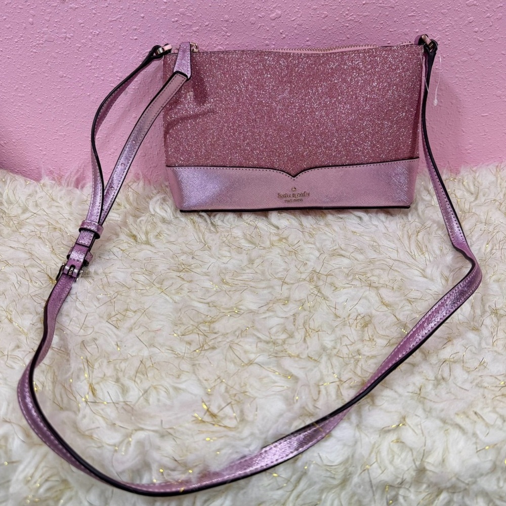 kate spade Metallic Pink Glitter Crossbody Bag